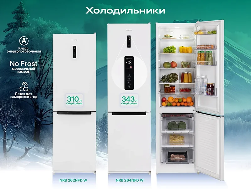 Вместительные внутри, элегантные снаружи — новые холодильники NORD с цветным дисплеем NORD